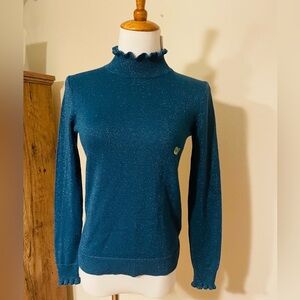 Ann Taylor Factory Shimmering Teal Turtleneck Sweater